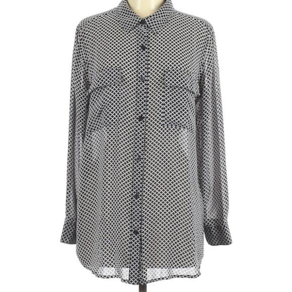 a.n.a.  Sheer Button Down Blouse Shirt Top Large - Picture 1 of 5